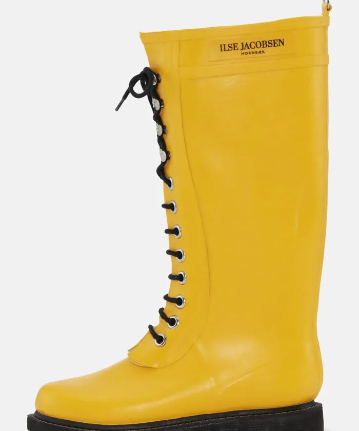 Women Rainboots Long Ilse Jacobsen Long Rubber Boots 8211 Cyber Yellow