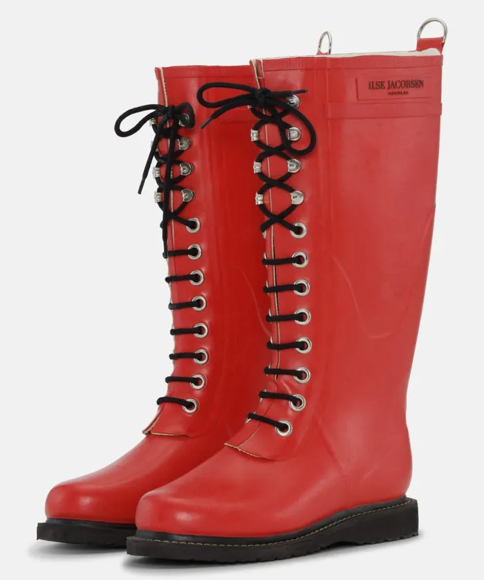 Women Rainboots Long Ilse Jacobsen Long Rubber Boots 8211 Deep Red