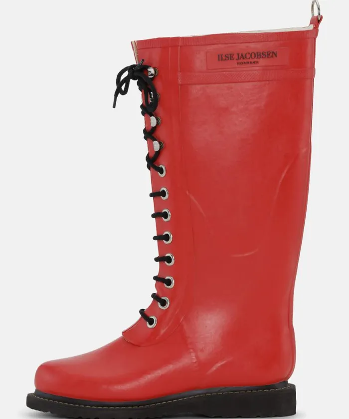 Women Rainboots Long Ilse Jacobsen Long Rubber Boots 8211 Deep Red