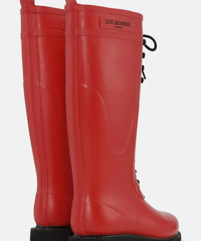 Women Rainboots Long Ilse Jacobsen Long Rubber Boots 8211 Deep Red