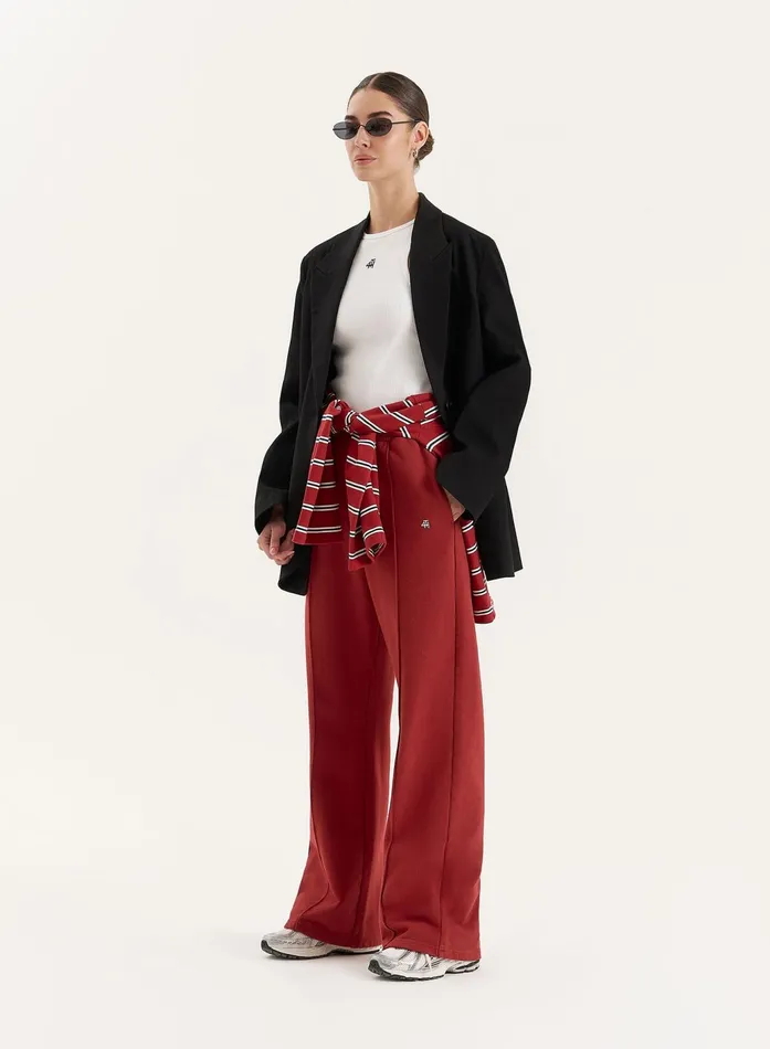 Women Red 4th Wide Leg Branded Joggers Fergie 4th and Reckless Joggers and Sweatpants