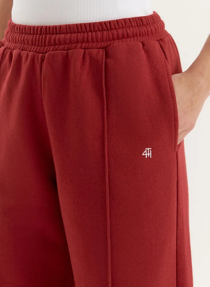Women Red 4th Wide Leg Branded Joggers Fergie 4th and Reckless Joggers and Sweatpants