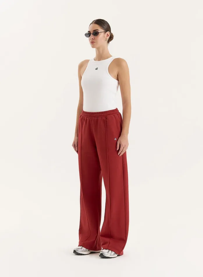 Women Red 4th Wide Leg Branded Joggers Fergie 4th and Reckless Joggers and Sweatpants