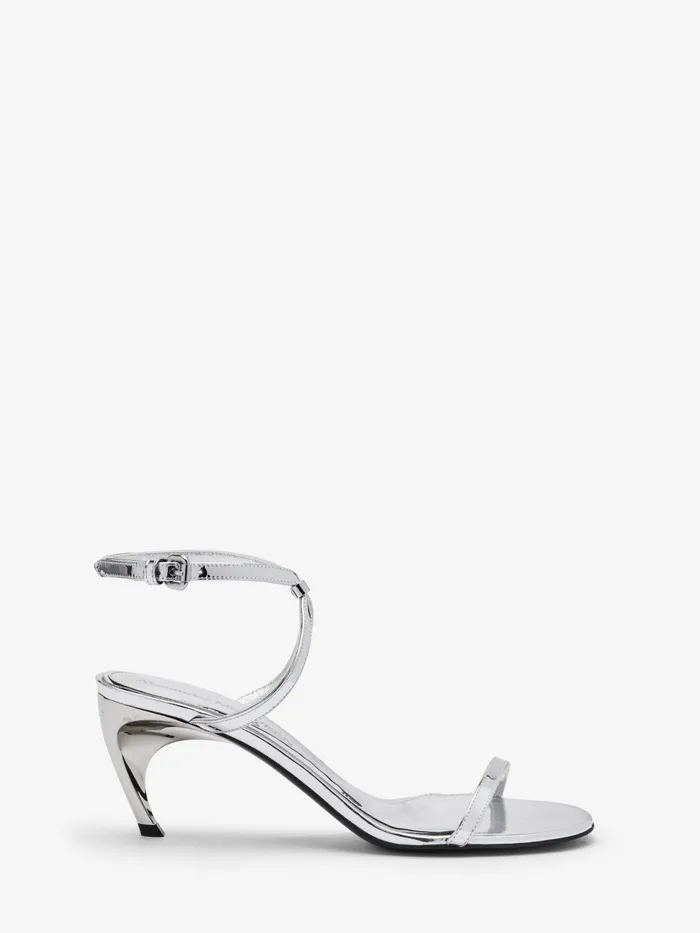 Women Sandals And Slides Alexander McQueen Armadillo Metal Bar Sandal Silver