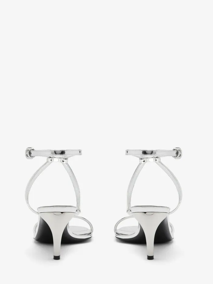 Women Sandals And Slides Alexander McQueen Armadillo Metal Bar Sandal Silver