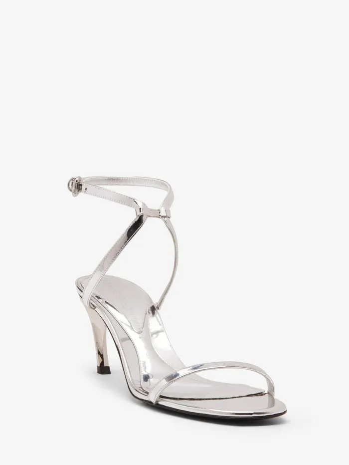 Women Sandals And Slides Alexander McQueen Armadillo Metal Bar Sandal Silver