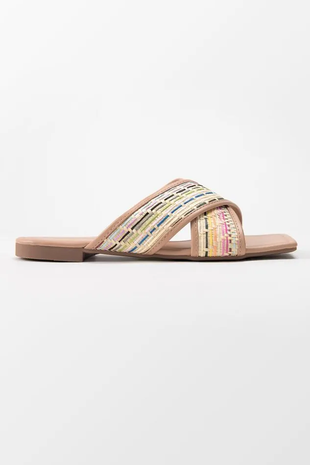 Women Sandals Cupshe Hidden Gem Woven Strap Slide Sandals Apricot