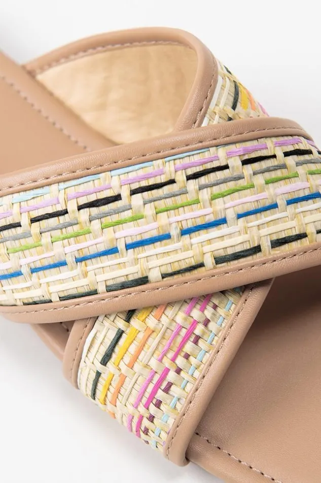 Women Sandals Cupshe Hidden Gem Woven Strap Slide Sandals Apricot