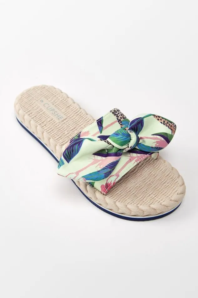 Women Sandals Cupshe Spring Fling Tropical Bow Knot Slide Sandals Multicolor
