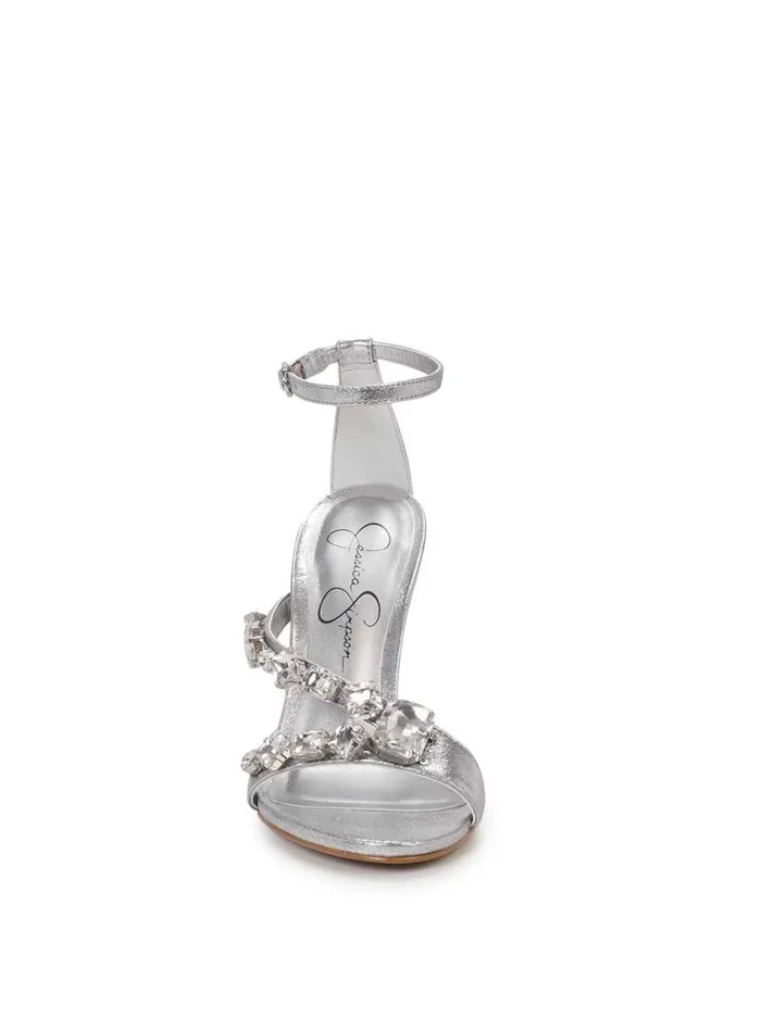Women Sandals Jessica Simpson Raela Embellished High Heel Sandal In Silver