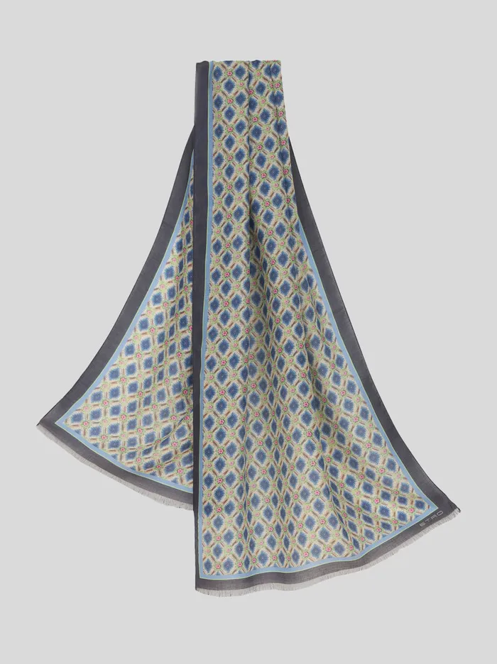 Women Scarf With Micro TiePrint Designs Etro Scarves And Silk