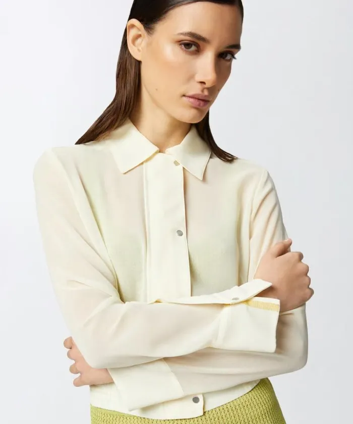 Women Shirts And Blouses Pinko Lightweight Bomberstyle Georgette Shirt Rutabaga Pink