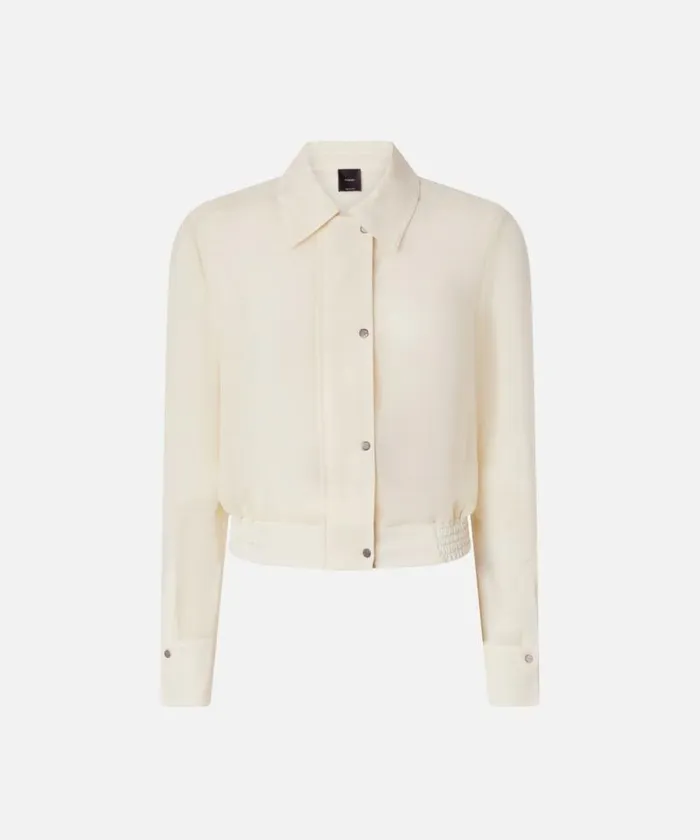 Women Shirts And Blouses Pinko Lightweight Bomberstyle Georgette Shirt Rutabaga Pink