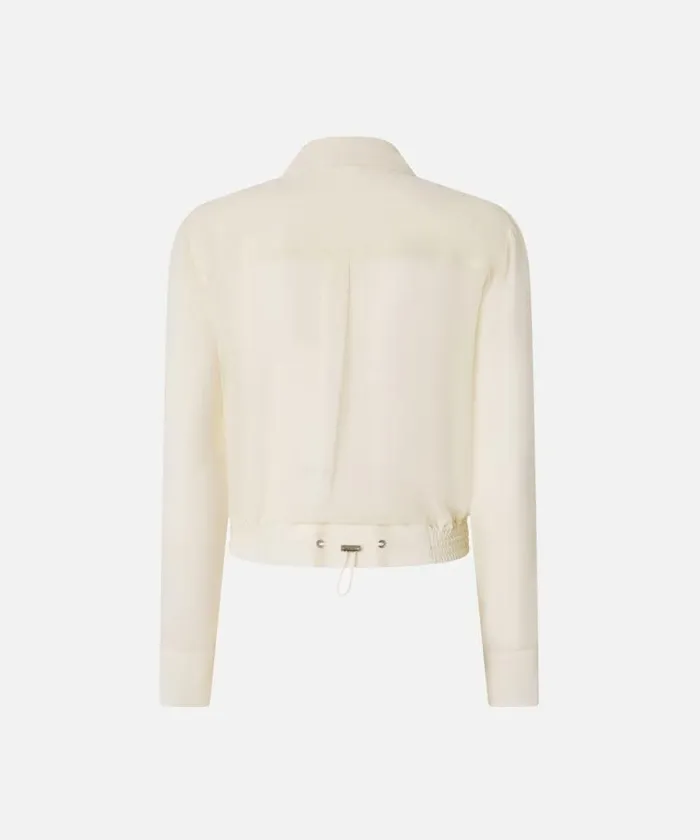 Women Shirts And Blouses Pinko Lightweight Bomberstyle Georgette Shirt Rutabaga Pink