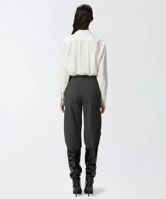 Women Shirts And Blouses Pinko Pinstriped Shirt With Front Ruffles Whiteblack