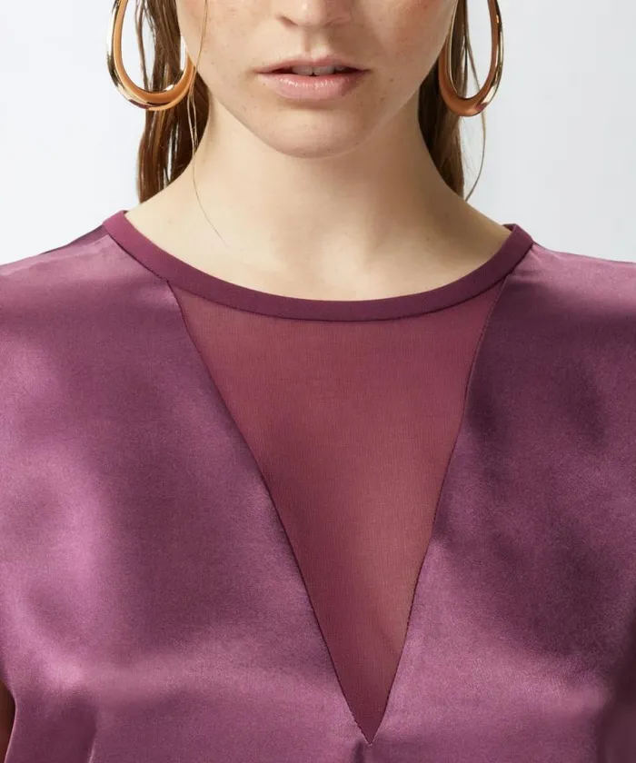 Women Shirts And Blouses Pinko Satin And Georgette Tshirt Blouse Grape Wine Women Shirts And Blouses Pinko Satin And Georgette Tshirt Blouse Grape Wine