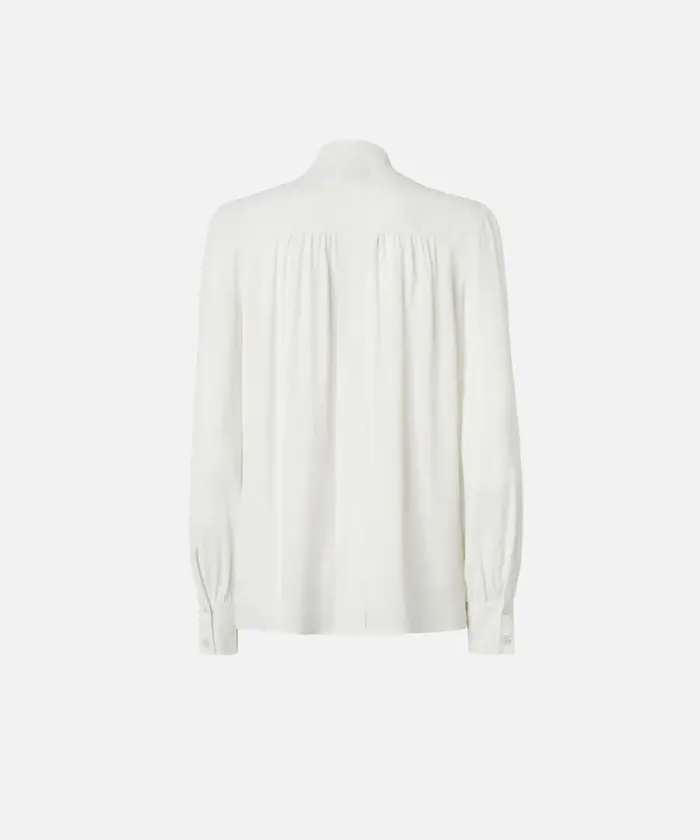 Women Shirts And Blouses Pinko Silkblend Shirt With Bow Vanilla Icecream White