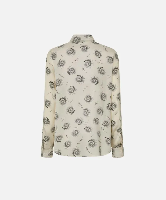 Women Shirts And Blouses Pinko Swirlprint Twill Shirt Creamblack Women Shirts And Blouses Pinko Swirlprint Twill Shirt Creamblack