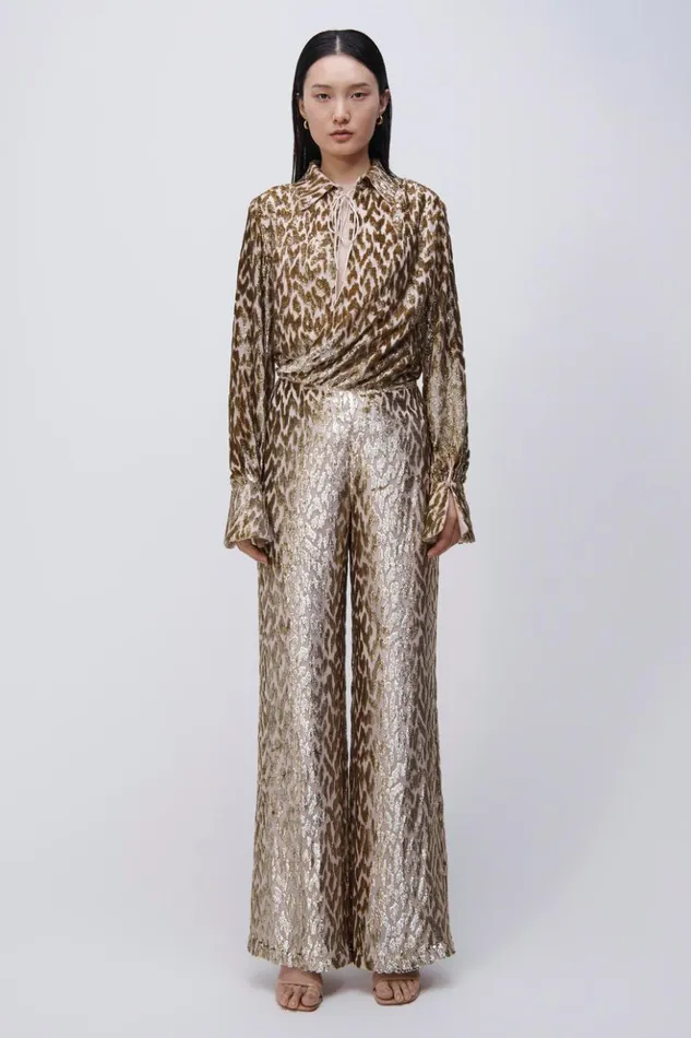 Women Shivon Pant Gold Jonathan Simkhai Pants and Bottoms