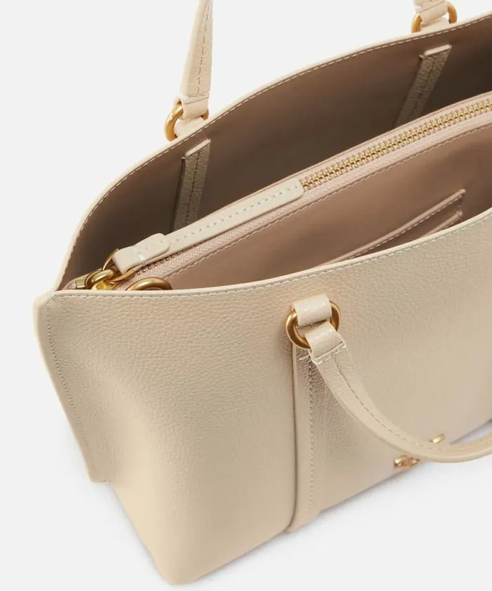 Women Shopping Bags Pinko Large Tumbled Leather Shopper Bag Beigesmoke Greyantiquegold