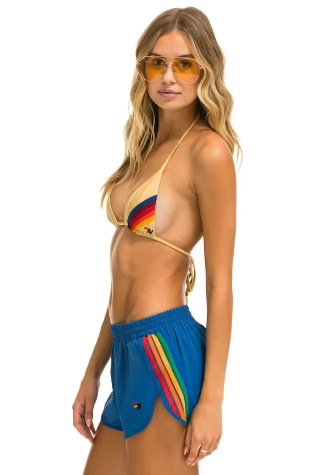 Women Shorts Aviator Nation New 5 Stripe Flex Board Shorts 8211 Sea Rainbow