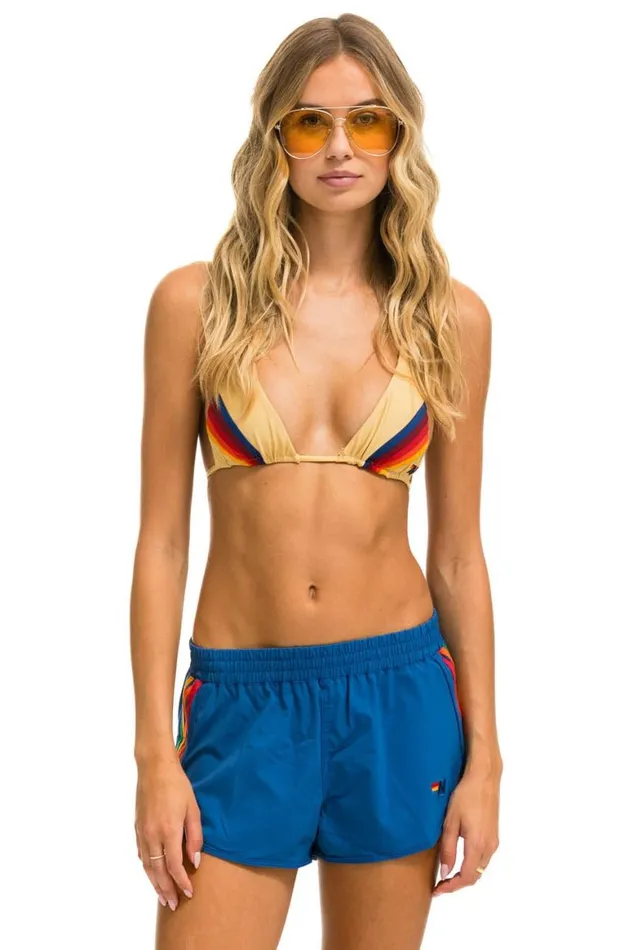 Women Shorts Aviator Nation New 5 Stripe Flex Board Shorts 8211 Sea Rainbow