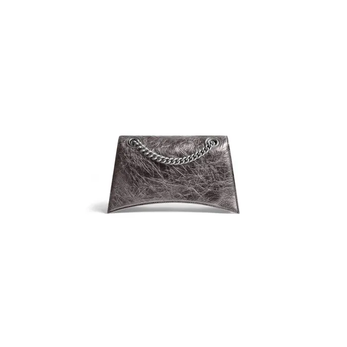 Women Shoulder Bags Balenciaga Crush Small Chain Bag Metallized In Dark Grey
