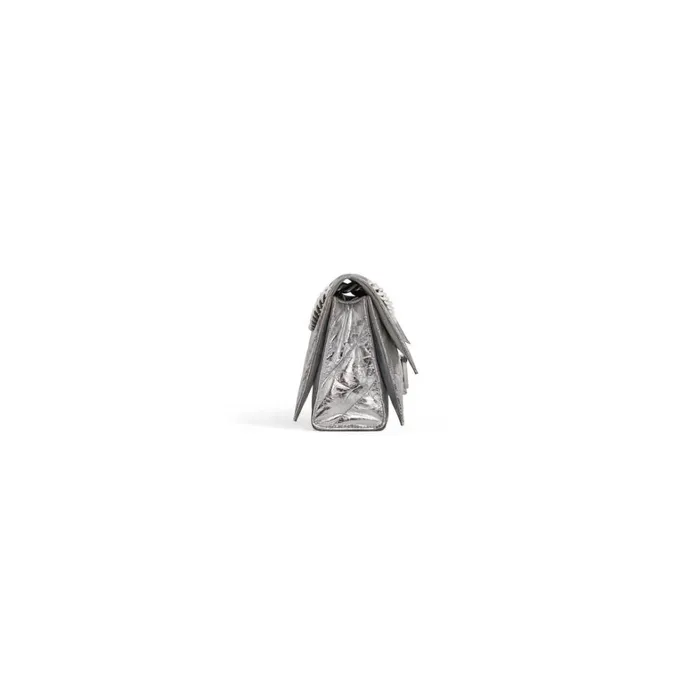 Women Shoulder Bags Balenciaga Crush Small Chain Bag Metallized Quilted In Silver