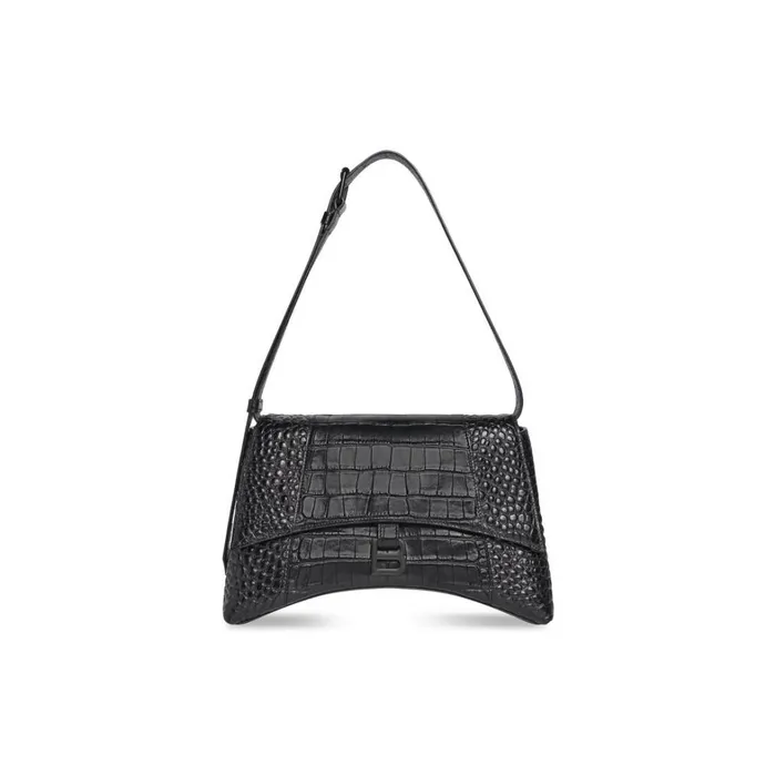 Women Shoulder Bags Balenciaga Downtown Medium Shoulder Bag Crocodile Embossed In Black Women Shoulder Bags Balenciaga Downtown Medium Shoulder Bag Crocodile Embossed In Black