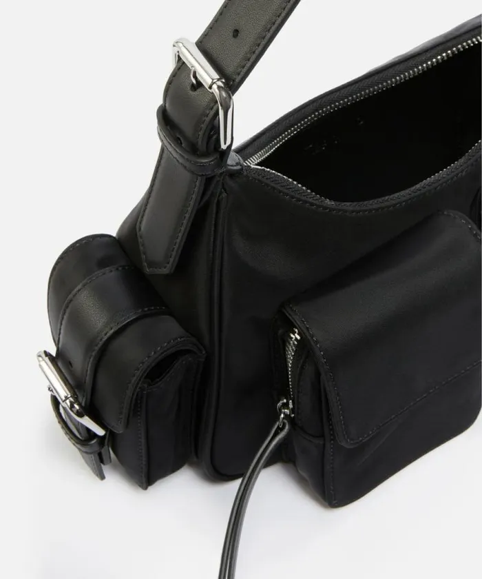 Women Shoulder Bags Pinko Cargo Bag In Recycled Technical Fabric Limo Blackshiny Nickel Women Shoulder Bags Pinko Cargo Bag In Recycled Technical Fabric Limo Blackshiny Nickel