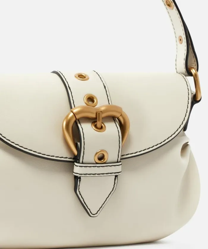 Women Shoulder Bags Pinko Jolene Small Shoulder Bag With Metal Strap Whitewhiteantique Gold