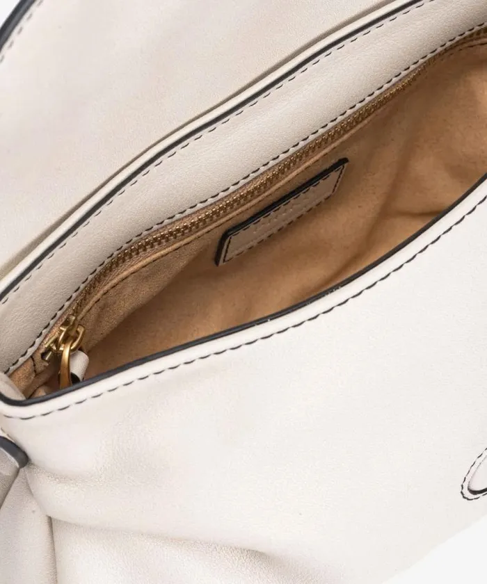 Women Shoulder Bags Pinko Jolene Small Shoulder Bag With Metal Strap Whitewhiteantique Gold