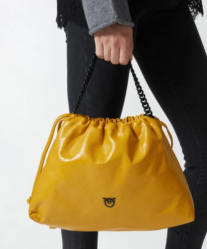 Women Shoulder Bags Pinko Naplak Leather Shoulder Bag With Chain Strap China Yellowcolourblock Women Shoulder Bags Pinko Naplak Leather Shoulder Bag With Chain Strap China Yellowcolourblock