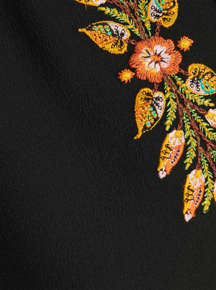 Women Silk Shirt With Foliage Embroidery Etro Shirts And Blouses
