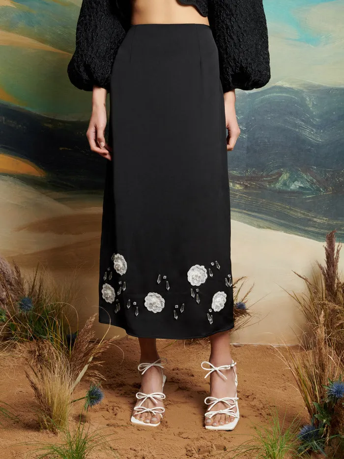 Women Sister Jane Bottoms DREAM Desert Hearts Midi Skirt Coal Black