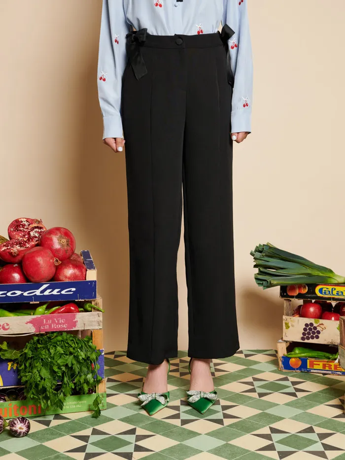 Women Sister Jane Bottoms Eden Bow Trousers Coal Black