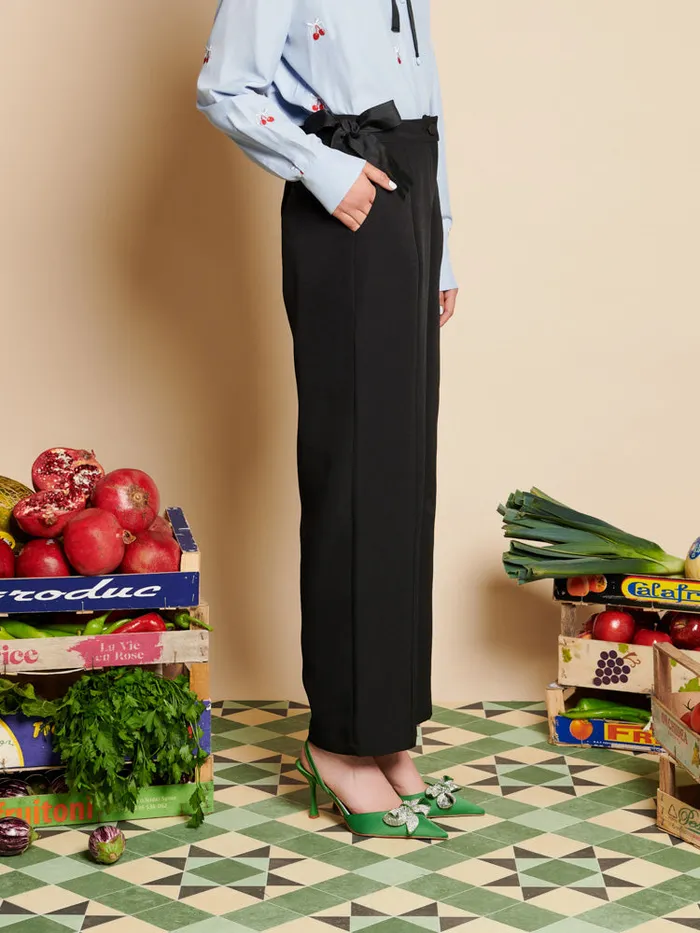 Women Sister Jane Bottoms Eden Bow Trousers Coal Black