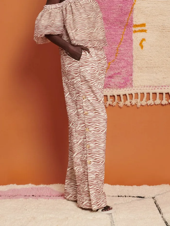 Women Sister Jane Bottoms Ghospell Zoya Zebra Trousers Tan Brown