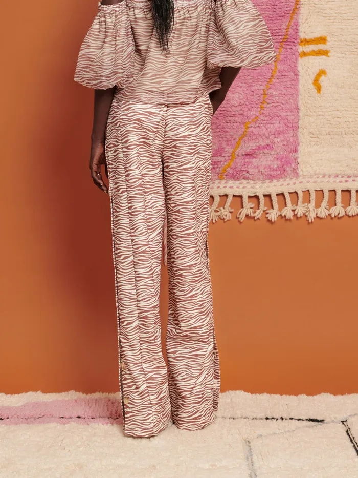 Women Sister Jane Bottoms Ghospell Zoya Zebra Trousers Tan Brown