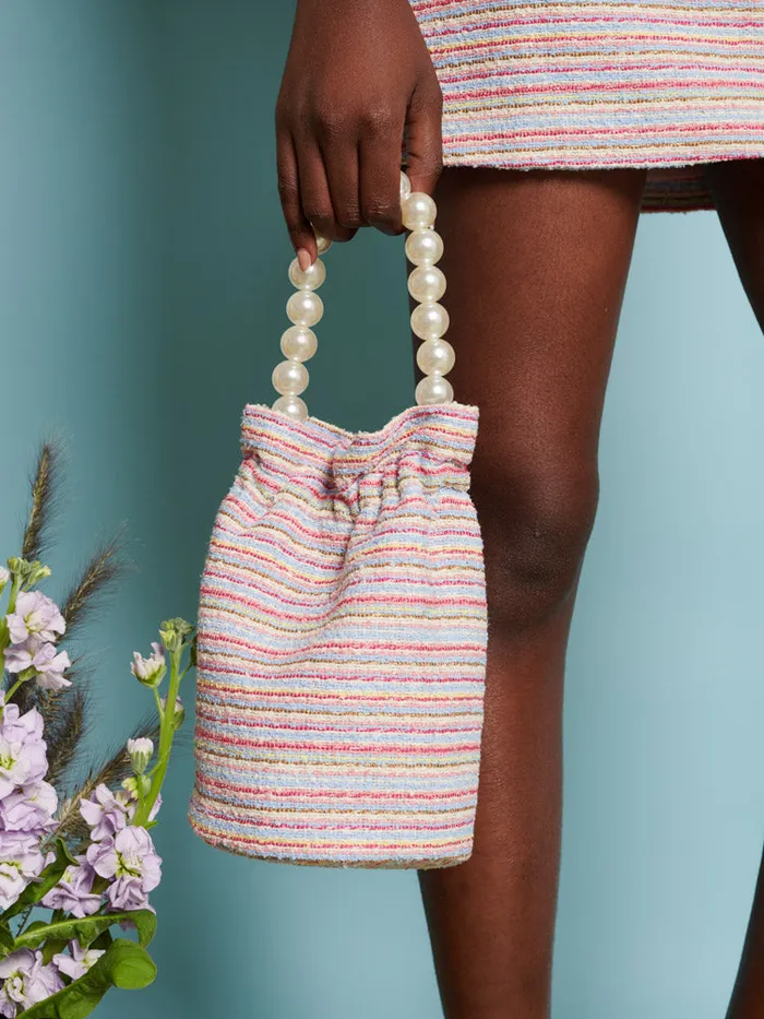 Women Sister Jane DREAM Honeydew Tweed Bag Rainbow Stripes