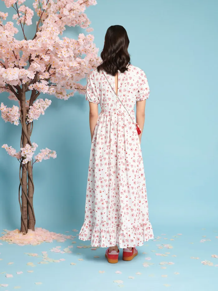 Women Sister Jane Dresses Doodle Bloom Midi Dress Ivory U0026 Red