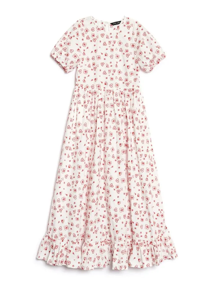 Women Sister Jane Dresses Doodle Bloom Midi Dress Ivory U0026 Red