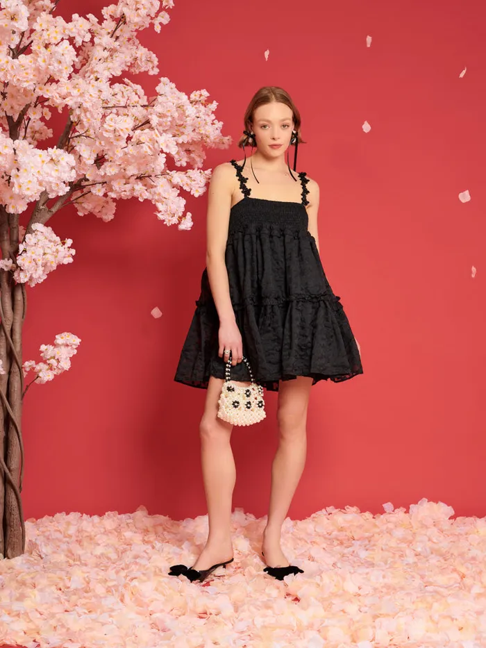 Women Sister Jane Dresses DREAM Enflower Jacquard Mini Dress Coal Black
