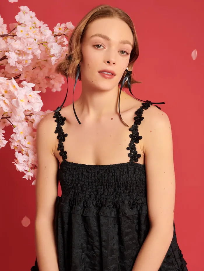 Women Sister Jane Dresses DREAM Enflower Jacquard Mini Dress Coal Black