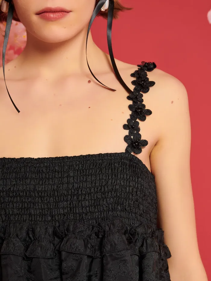 Women Sister Jane Dresses DREAM Enflower Jacquard Mini Dress Coal Black