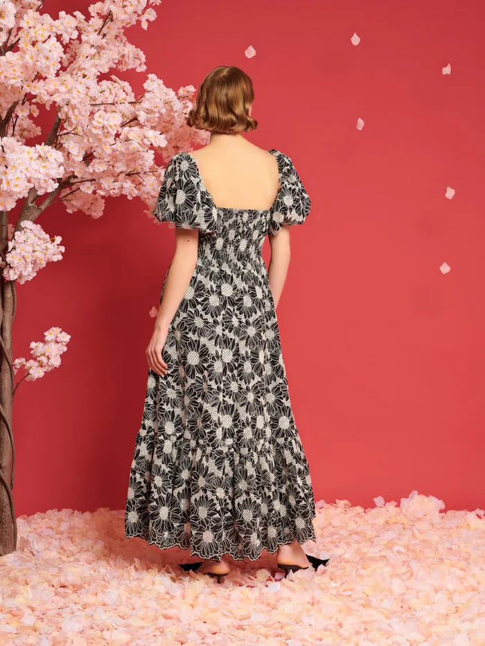 Women Sister Jane Dresses DREAM Flower Haze Midi Dress Black And White