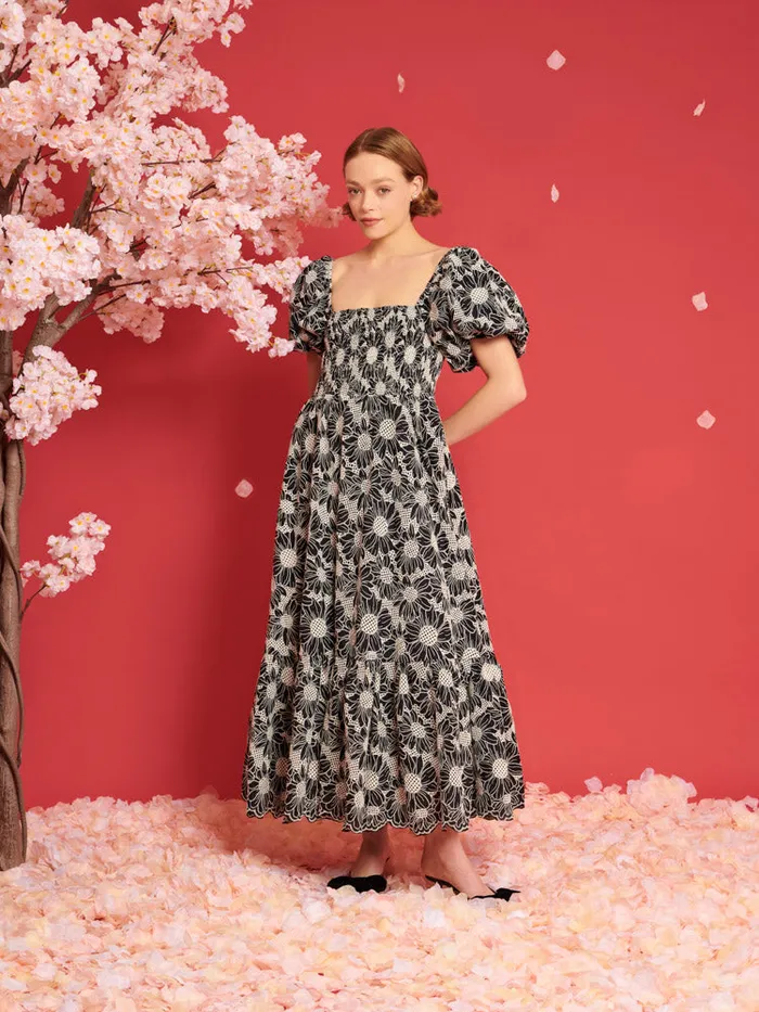 Women Sister Jane Dresses DREAM Flower Haze Midi Dress Black And White