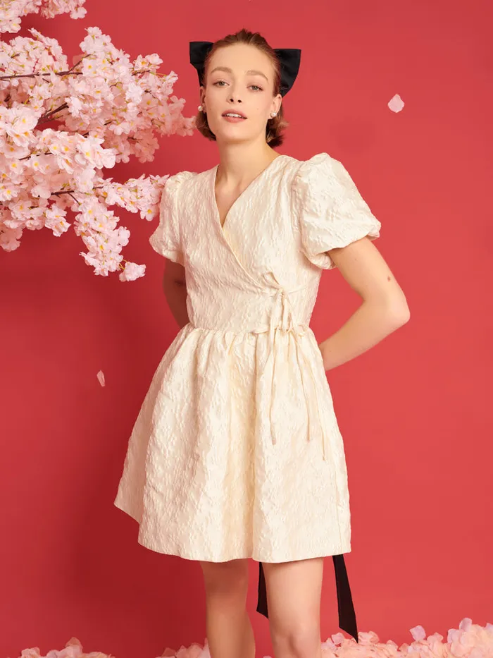 Women Sister Jane Dresses DREAM Lilith Jacquard Wrap Dress Whipped Cream