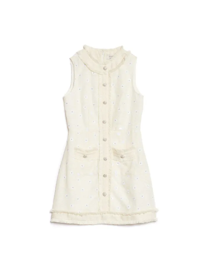 Women Sister Jane Dresses DREAM Meadow Tweed Mini Dress Pearled Ivory