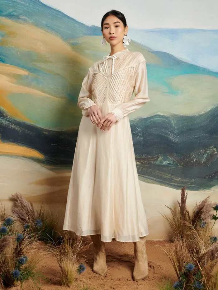 Women Sister Jane Dresses DREAM Pony Pleat Midi Dress Vintage Cream